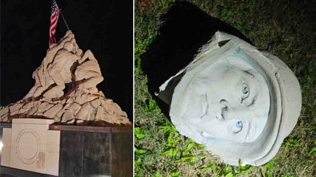 Man arrested after using sledgehammer to damage Iwo Jima statue at Marine Corps Base Quantico