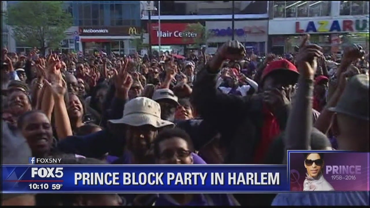 Harlem block party in honor of Prince