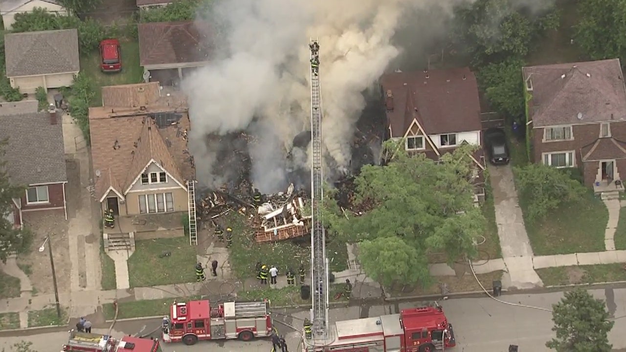 Detroit home leveled in explosion on east side, DTE says no gas leaks