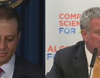 Manhattan U.S. Attorney General Preet Bharara and NYC Mayor Bill de Blasio