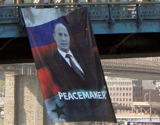 Putin Banner Manhattan Bridge