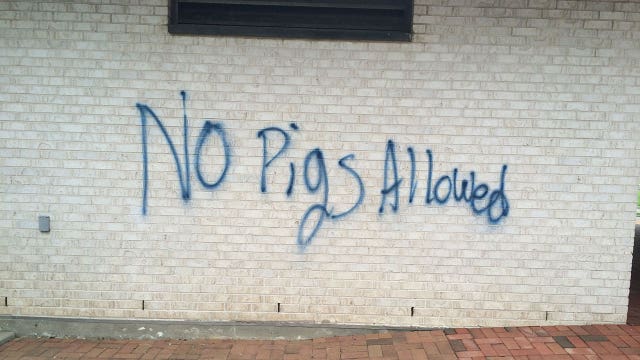 Anti-cop graffiti spray painted in Long Island park