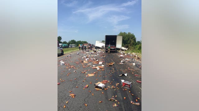 Crash between two semis spills Fireball whisky across Arkansas highway