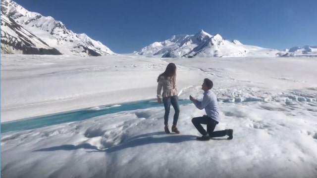 WATCH: Glacier proposal stuns Alaska woman