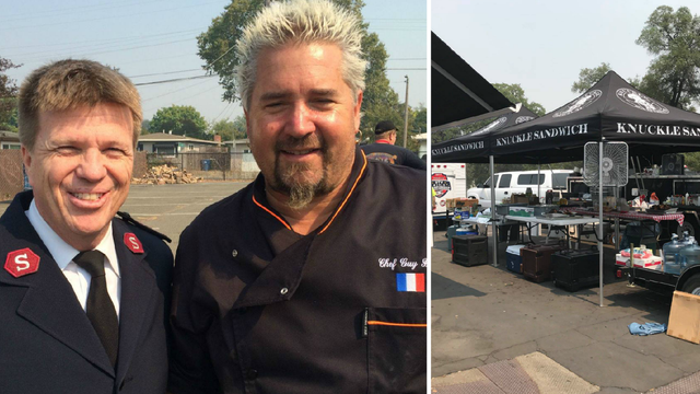 Celebrity chef Guy Fieri helps feed Carr fire evacuees