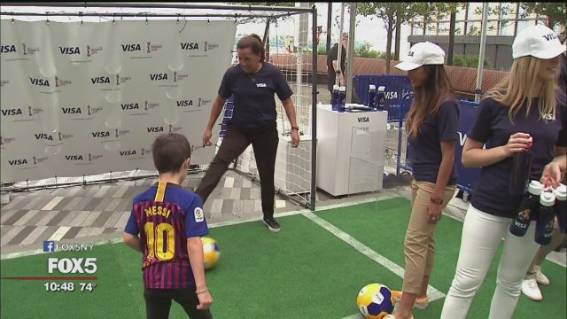 Soccer legends Brandi Chastain and Joy Fawcett meet fans in New York