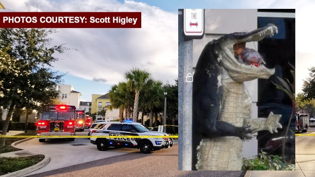 'Bomb' in mouth of alligator statue false alarm
