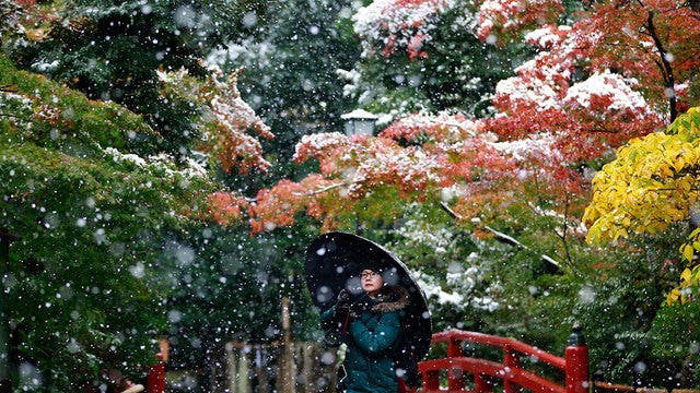 First snow fall in Japan in November in 54 years