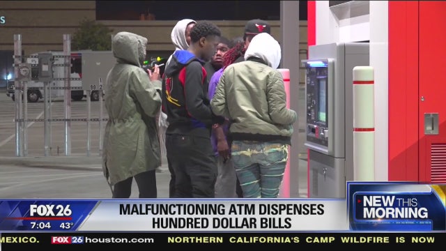 Malfunctioning ATM spits out $100 bills instead of $10 bills