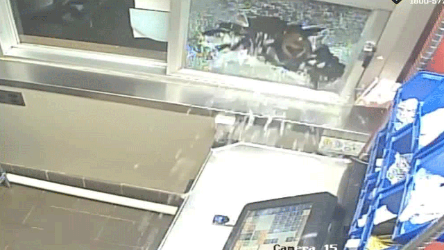 Bicyclist smashes drive-thru window when denied service