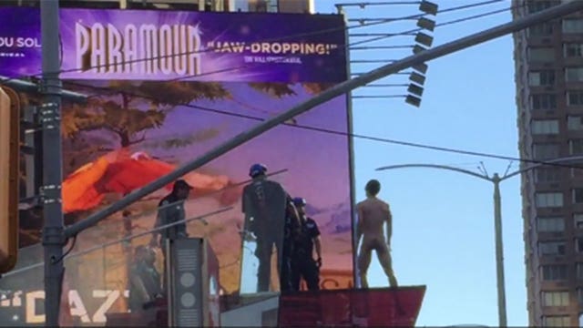Naked man in Times Square