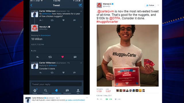 Teen breaks Twitter record, gets his nuggets