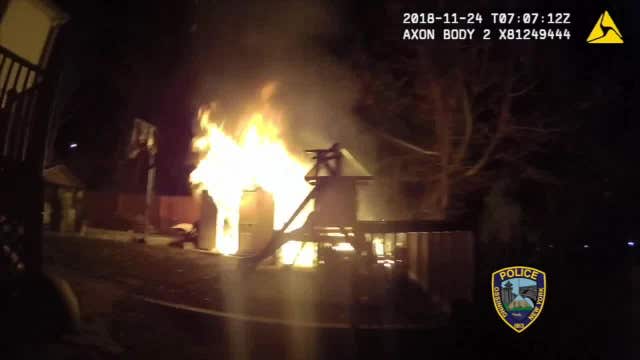 Body cam video shows cop saving chicken from fire