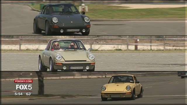 Rebuilt classic Porsche 911 cars on cross-country trip