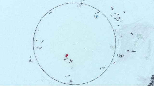 Maine community creates massive 'ice carousel' on frozen lake