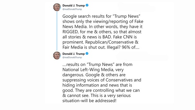 Trump accuses Google of bias in searches, cites no evidence