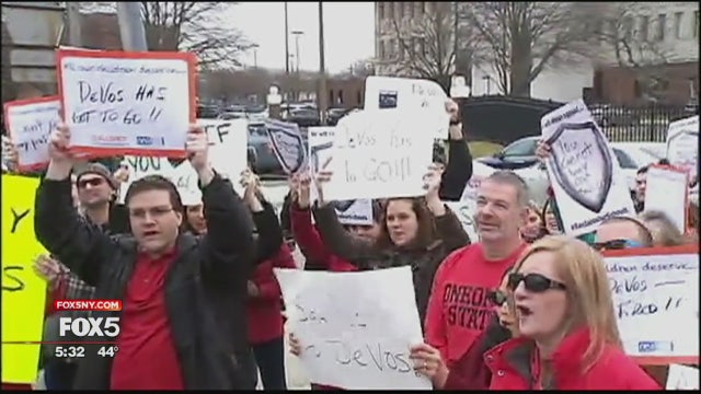 Long Island teachers protest Trump's education nominee