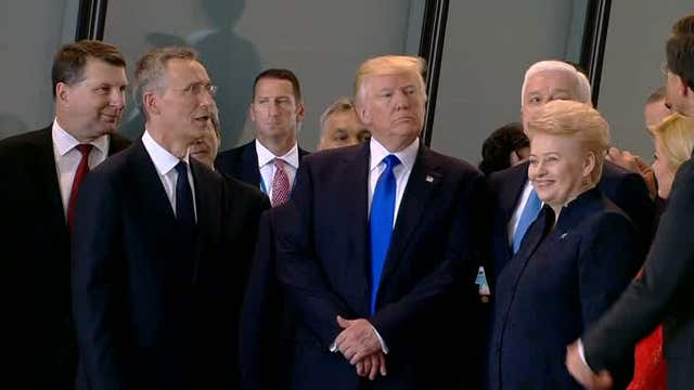 VIDEO: Trump pushes aside prime minister