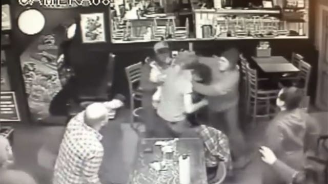 Man gets into bar brawl while holding daughter