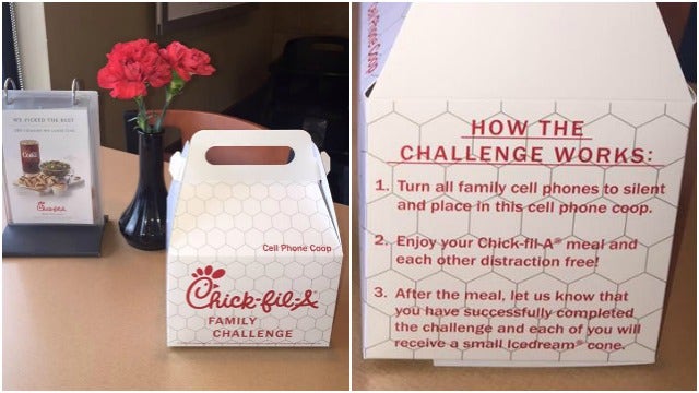Chick-fil-A 'cell phone coop' boxes promote family time