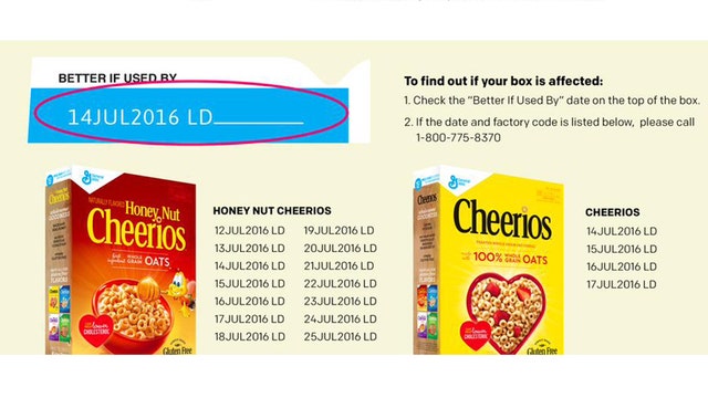 Cheerios cereal recall 2015