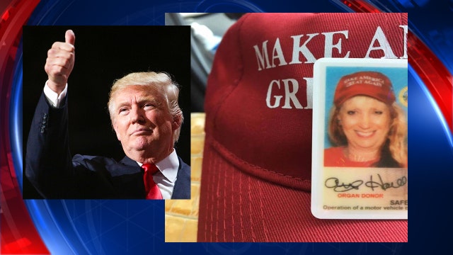 Woman spars with DMV over Trump hat license photo