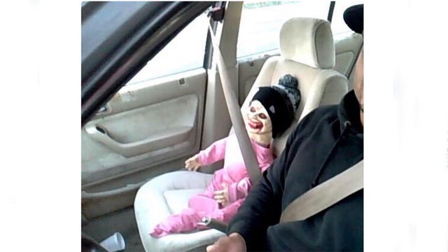Driver uses creepy Halloween doll in carpool lane