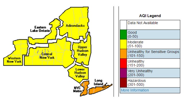 Air quality health advisory for NYC, LI on Thursday