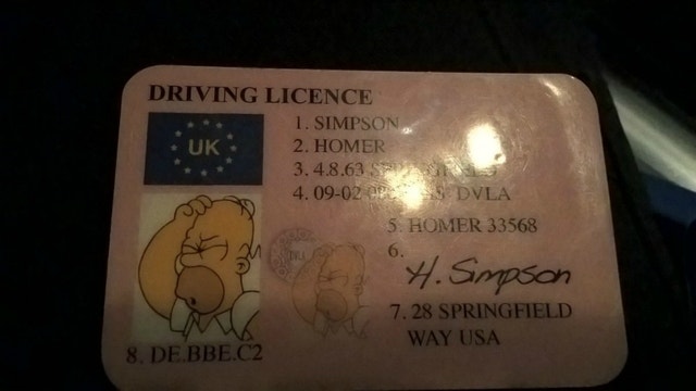 Driver tries to fool traffic cop with Homer Simpson's license
