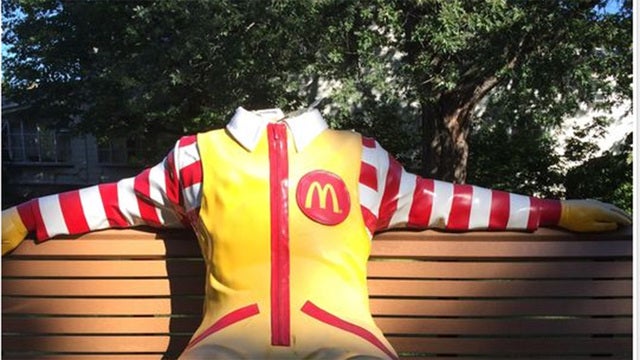 Ronald McDonald statue burned, decapitated