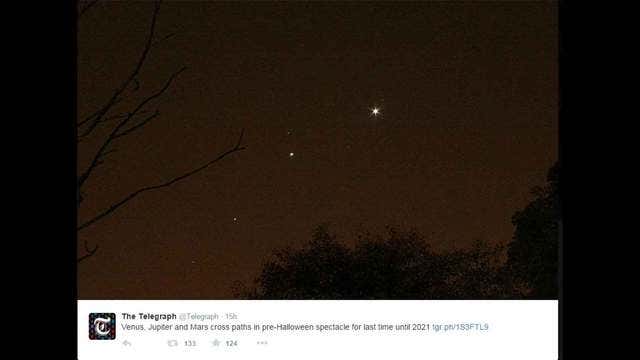 Venus, Jupiter and Mars cross paths