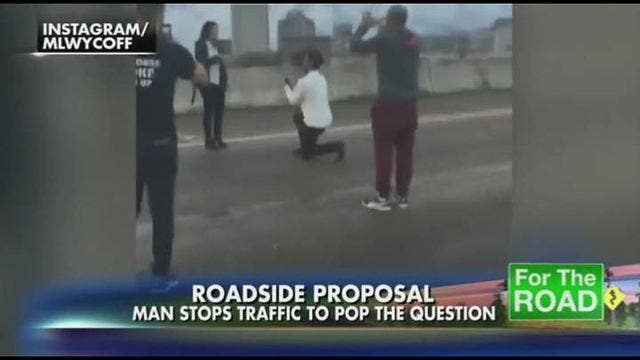 WATCH: Man Causes Highway Traffic Jam for Marriage Proposal