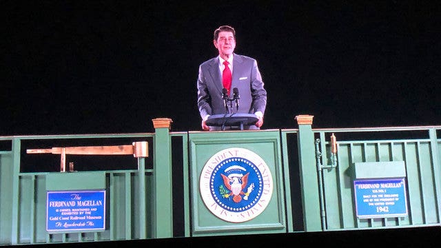 Ronald Reagan is waving to crowds again - as a hologram