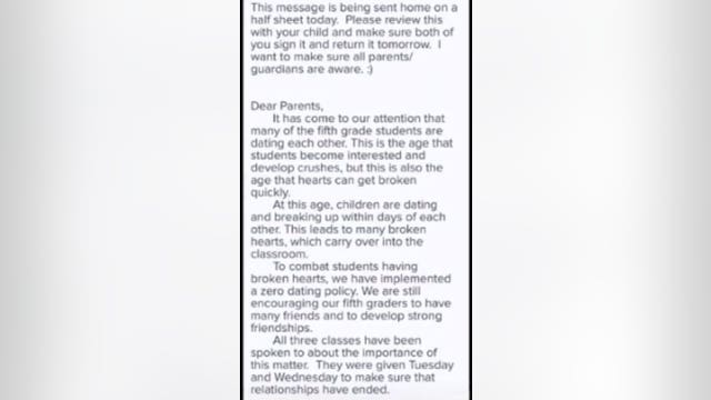 School bans 5th graders from dating to avoid broken hearts