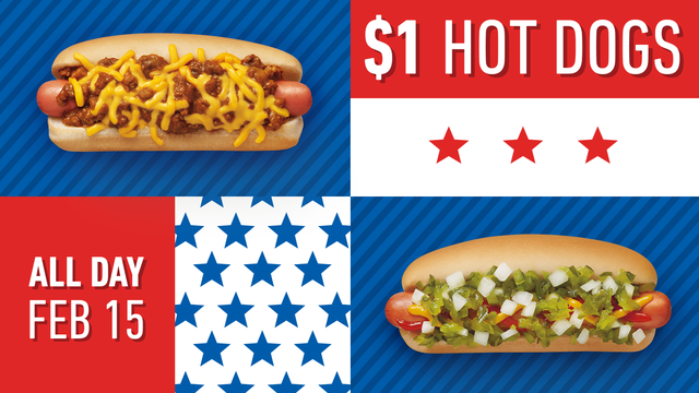 Sonic Drive-In restaurants celebrate Presidents Day with $1 hot dogs