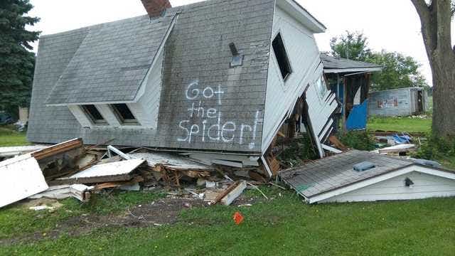 'Got the spider!' Couple's joke on demolished house goes viral