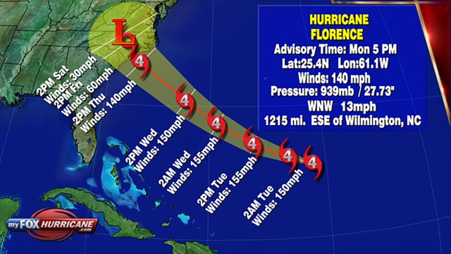Evacuations ordered as Hurricane Florence strengthens to Category 4 storm