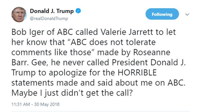 Trump weighs in on cancellation of 'Roseanne'