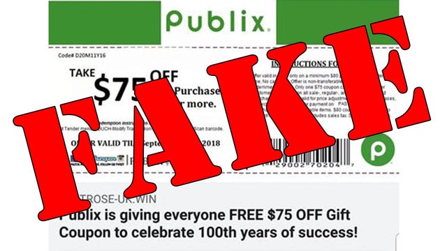 Fraudulent $75 off Publix coupon is circulating social media