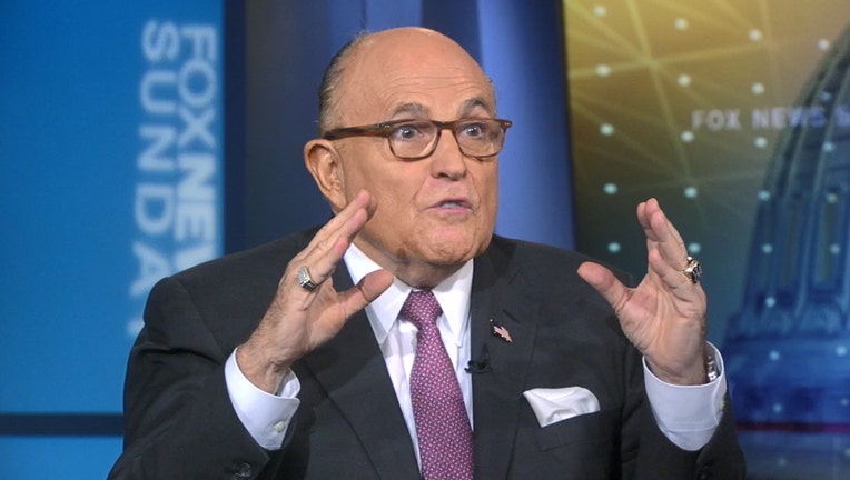 Rudy Giuliani on the set of Fox News Sunday