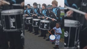 Video of 4-year-old boy joining school drumline at football game goes viral