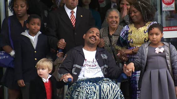 NYPD officer who was hit in the head with a metal chair is released from hospital