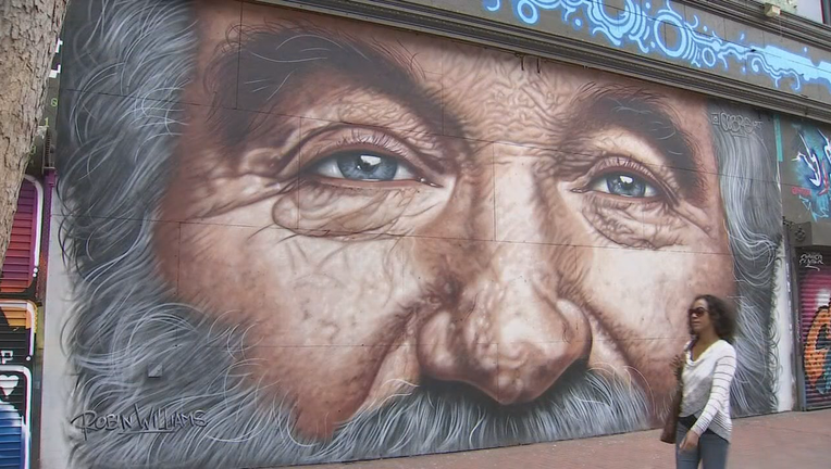 The mural of the late Robin Williams on Market Street between Sixth and Seventh streets is poised to be demolished this week, along with a 1907-era building that once housed a theater, billiards parlor and strip club. Oct. 20, 2019