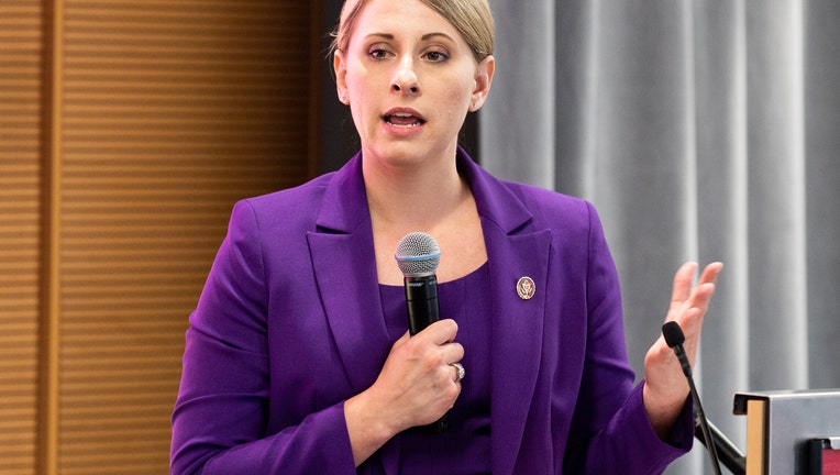 WASHINGTON, D C , UNITED STATES - 2019/06/24: U.S. Representative Katie Hill (D-CA) speaking at the Ignite Young Women Run D.C. Conference in Washington, DC. (Photo by Michael Brochstein/SOPA Images/LightRocket via Getty Images)
