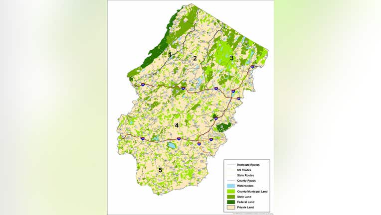 A map of New Jersey's bear hunt zones.