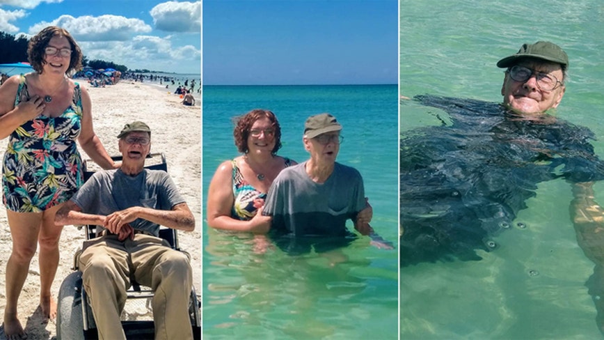93 Year Old Florida Man Goes To The Beach For The First
