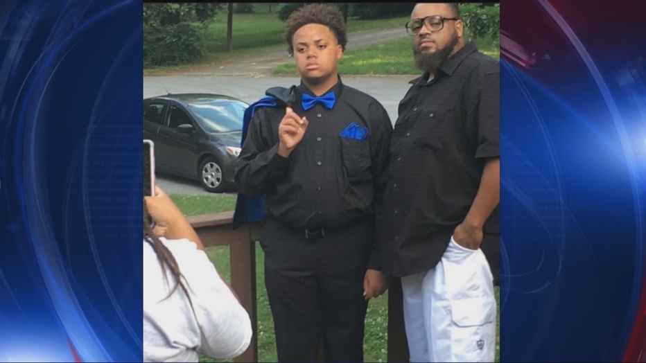 Charles Campbell III poses with his 17-year-old son.