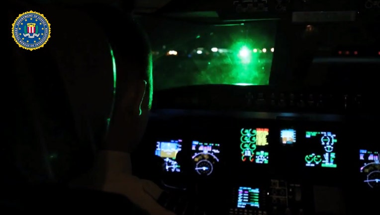 FILE - Simulated laser pointed into a cockpit of a plane, said police.