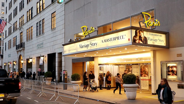 The marquee of Paris Theater in Manhattan