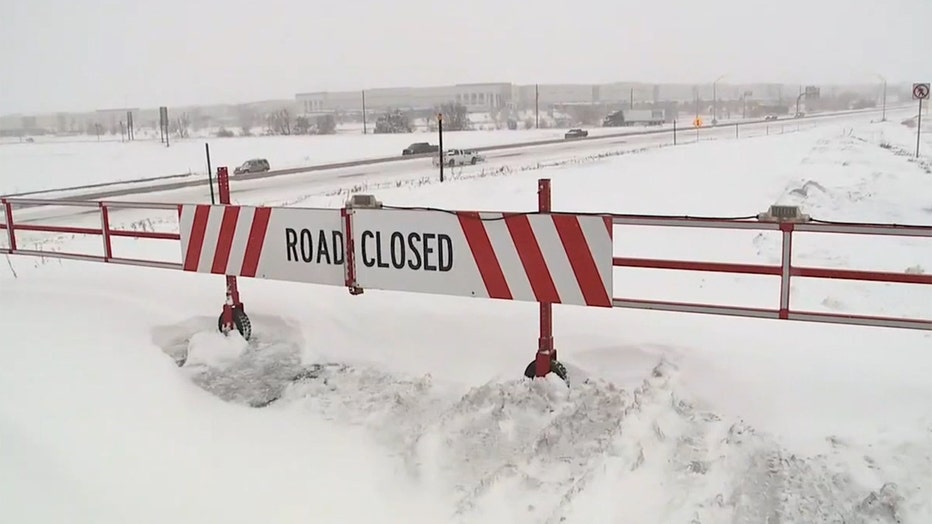 A sign indicating a closed road in Denver